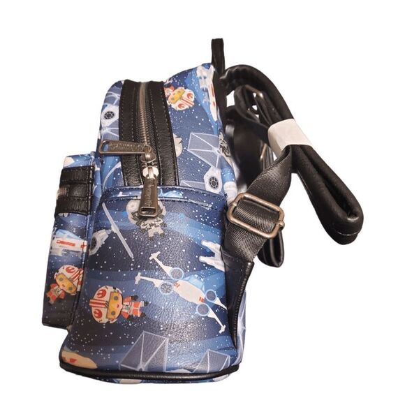 Loungefly Star Wars RARE HEART LOGO Chibi Spaceships Mini Backpack - Picture 2 of 4